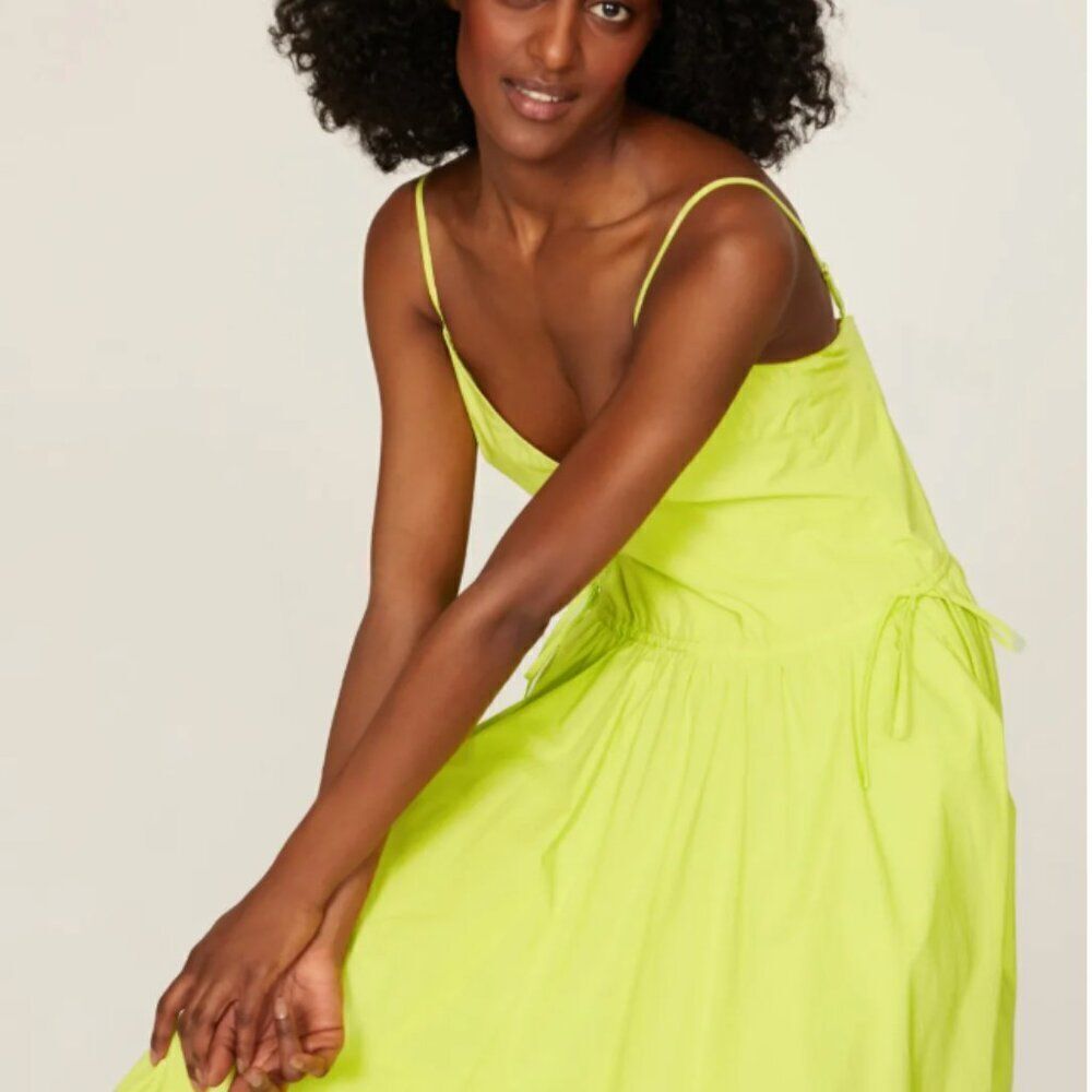 Jason Wu Neon Yellow/Green Midi dress EUC/ with repair.  Size 8 - Picture 4 of 10